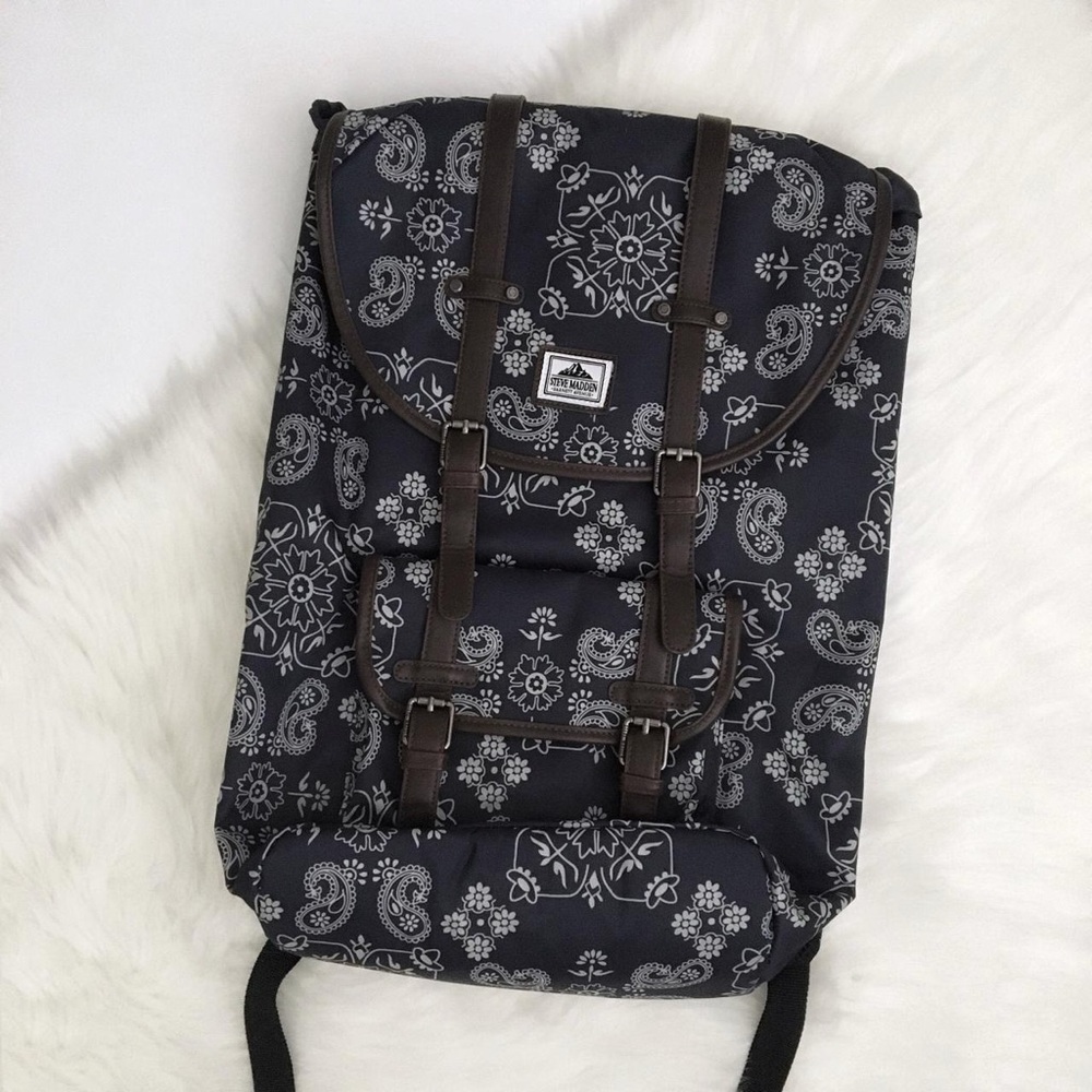 Steve Madden Navy Blue & White Floral Utility Backpack